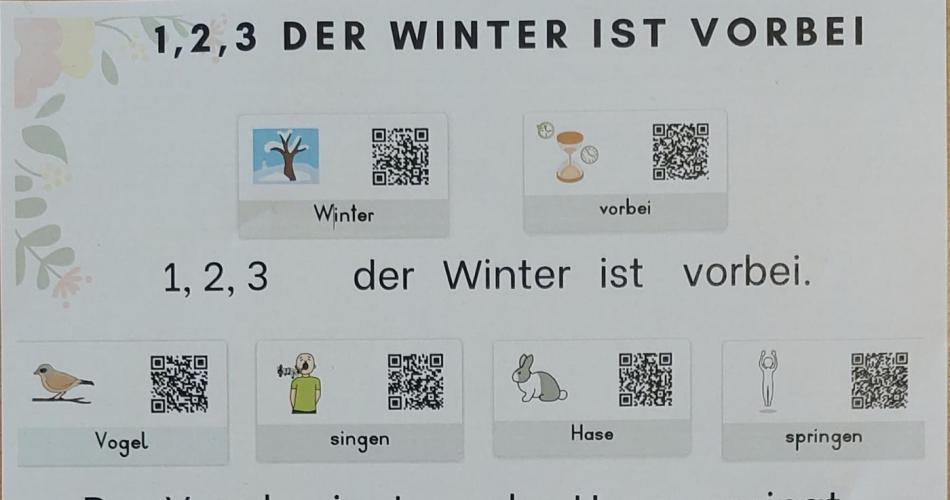 Text mit Bildern und QR-Codes zum Scannen