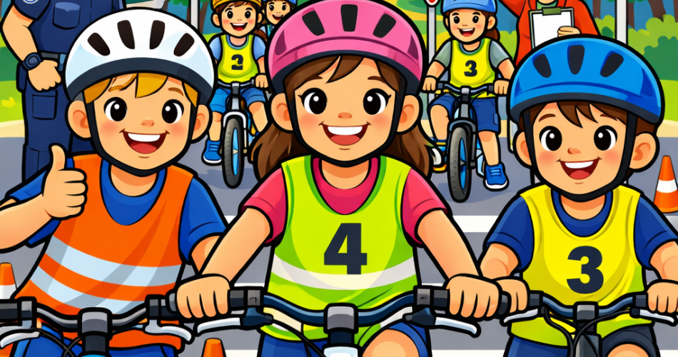 KI-generiertes Bild zeigt Kinder auf dem Fahrrad im Cartoon-Stil